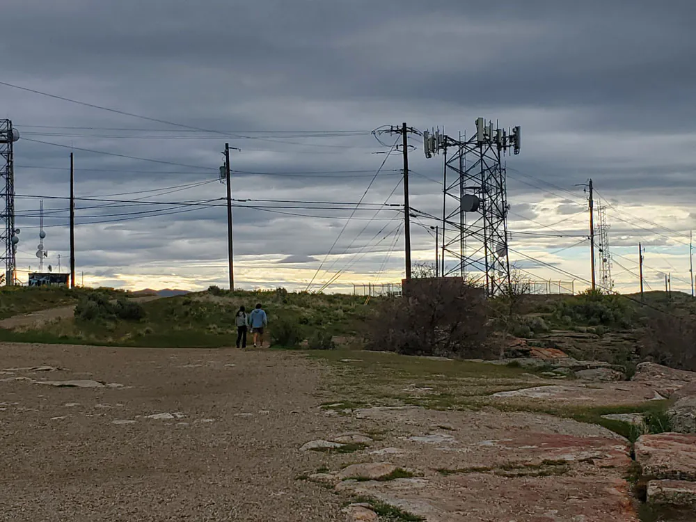 Cell towers and communication infrastructure on the summit