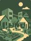 Illustrated icon of homes arranged around a shared courtyard and garden.