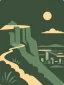 Illustrated icon of Table Rock with a trail and overlook.